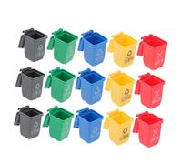 MOLUCKFU 15pcs Miniature Garbage Can Model Set Small Doll House Trash Bin Simulation Waste Bin for Dollhouse Decoration and Photography Props