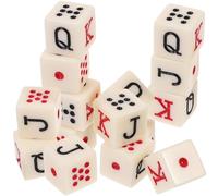 MOLUCKFU 15Pcs Spanish Poker Dice Set Ivory Square Corner Letter Dice Jqk for Liars Game Portable Game Accessories for Adults and Family Fun