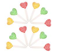 MOLUCKFU 18pcs Inflatable Heart-shaped Candy Balloons with Balloon Holder Sticks Transparent Yellow Red Green PE Party Decorations for Birthdays Holidays Photo Props Versatile Celebration
