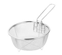 MOLUCKFU 1pc Stainless Steel Cooking Skimmer Folding Handle for Frying Deep Fryer Tool for French Fries and Chicken and Heat Resistant Design Kitchen Essential for Separation