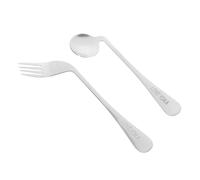 MOLUCKFU 1set Ergonomic Angled Fork Spoon Lightweight Eating Aid for Seniors and Disabled Comfortable Design Reduces Wrist Stress Solid Food Feeding
