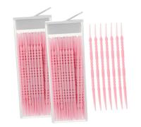 MOLUCKFU 2 Boxes Portable Dental Interdental Brushes Pink Compact Teeth Cleaners Ergonomic Non Slip Handles Travel Friendly Plaque Removal Dental Supplies for Narrow Gaps