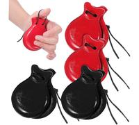 MOLUCKFU 2 Pairs Wooden Finger Castanets for Smooth Surface Wood Percussion Instrument Sturdy Spanish Clap Boards for Music Education and Rhythm Practice Black and Red Colors