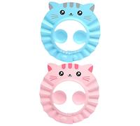 MOLUCKFU 2 Pcs Adjustable Bath Hat with Drainage Brim Cartoon Shower Cap Protecting Eyes and Ears for Boys and Bath Fun Random Color
