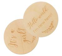 MOLUCKFU 2 Pcs Wooden Cards, Round Photo Props for Newborn Growth, 10cm Diameter, 0.3cm Thickness, Commemorative Keepsake for Development