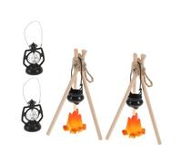 MOLUCKFU 2 Set Miniature Campfire Playset with Artificial Fire Flames Dollhouse Stove Accessories Mini Bonfire Decoration for Outdoor Scene Mini Snowy Camping Dollhouse Props for Holiday