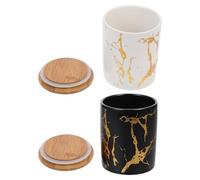 MOLUCKFU 2 Sets Ceramic Storage Jars with Sealed Lids Airtight Tea Canisters for Kitchen Marble Pattern Containers for Coffee Beans Cereals and Moisture-resistant Storage