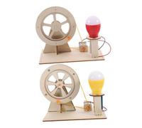 MOLUCKFU 2 Sets DIY Hand Crank Generator Kit Wooden Electricity Generator Model for Science Experiment Educational Enhances Observation and Analytical Skills with Light Bulb Random Color