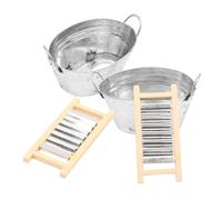 MOLUCKFU 2 Sets Dollhouse Miniature Tin Wash Basin with Washboard, Realistic Miniature Laundry Tub for Dollhouse Bathroom Decor and ’S Mini House Accessories