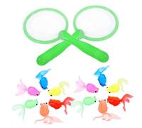 MOLUCKFU 2 Sets Water Fishing Set with Soft Rubber Goldfish and Nets Simulation Aquarium Fish for Hand-eye Coordination Development Fun Indoor Bath Game for Boys Random Color