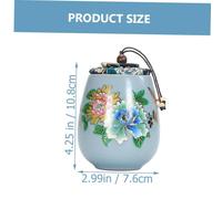 MOLUCKFU 225ML Vintage Crackle Ceramic Tea Canister Fabric Stopper, Light Blue Storage Jar for Tea Leaves and Candy, Portable Sealed Container Lid for Kitchen and Home