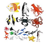 MOLUCKFU 24 Pcs Mini Sea Animals Realistic Tiny Plastic Ocean Creatures Figurines for Educational Play and Daily Entertainment Miniature Ocean Ornaments Space Saving Collection for Friends
