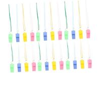 MOLUCKFU 24pcs Neon Boys and Girls Whistles Necklaces for Soccer Party Emergency Traffic Whistle
