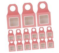 MOLUCKFU 25pcs Pink Hanging Boxes with Clear PVC Window for Wine Bottles Empty Sturdy Favor Packaging Boxes for Birthdays Weddings Snacks Chocolates and More
