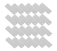 MOLUCKFU 25pcs Stainless Steel Rectangle Blank Tags with Mirror Finish Keyring Charms for DIY Jewelry Making Dog Id Tags Secure Key Protection Accessories