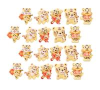 MOLUCKFU 25pcs Tiger Resin Charms Hairbands and DIY Phone Case Decorating | Yellow Assorted Styles, Vivid Shapes, Mix and Match Crafting, Safe Odourless Decoration Supplies for Random Style