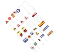 MOLUCKFU 28pcs Traffic Sign Set for Educational Road Safety Playset with Realistic Colors Plastic Material Early Learning Tool to Teach Traffic Rules and Awareness