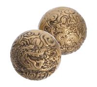 MOLUCKFU 2pcs Brass Hand Exercise Balls Vintage Dragon Phoenix Pattern Grip Strength Trainer Hand Stress Relief Fitness Tool for Elderly Rehabilitation and Coordination Improvement
