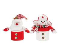 MOLUCKFU 2pcs Candy Case Set Christmas Santa Clause Snowman Design Red Cloth Paper PP Cotton for Candy and Jewelry Scene Layout Banquet