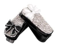 MOLUCKFU 2pcs Car Sunglasses Holders Rhinestone Visor Clip Eyeglasses Organizer for Car Accessories Secure Non Slip Fit Protects Glasses From Dropping and Scratching Black and White Bow