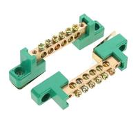 MOLUCKFU 2pcs Copper Grounding Strip with 6 Terminals, Ground Bar Kit for Secure Wire Connection in Distribution Cabinets and Power Distribution