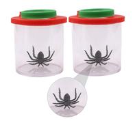 MOLUCKFU 2pcs Dual Lens Magnifying Insect Viewer Box with Red and Green Covers Transparent Lid Critter Cage for Outdoor Nature Exploration and Educational Science Observation