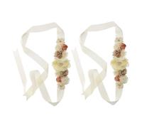 MOLUCKFU 2pcs Floral Maternity Sash Belt Elegant Handmade Flower Decor for Showers Maternity Photoshoots Beige Belly Band for Expecting Mothers