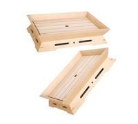 MOLUCKFU 2pcs Japanese Sushi Plate Wooden Rectangular Sashimi Serving Tray Seafood Platter Lightweight Smooth Surface Clean Buffet Appetizer Display for Home and Restaurant