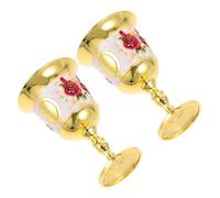 MOLUCKFU 2pcs Metal Vintage Wine Goblet Zinc Alloy Embossed Small Royal Medieval Drinking Cup for Party Celebration Home Decor Elegant Vintage Style