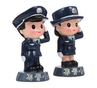 MOLUCKFU 2Pcs Mini Policeman and Policewoman Figurine Set Cake Decor Figures Birthday Party Police Themed Non-Edible Cake Toppers for Celebration Supplies
