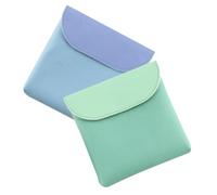 MOLUCKFU 2pcs Multi-Function PU Small Bag for Women Portable Menstrual Sanitary Napkin Pouch with Coin and Card Storage Mini Period Organizer in Green and Blue Feminine Hygiene Container