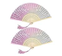 MOLUCKFU 2pcs Pink Antique Folding Fans Chinese Style Dance Props for Home Decoration and Party Gifts Material for Family Friends Co Workers