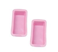 MOLUCKFU 2pcs Pink Rectangular Silicone Baking Mold for Cake Bread Toast Mousse Flexible Easy-Clean Loaf Pans for DIY Baking and Homemade Desserts