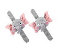 MOLUCKFU 2pcs Plush Elephant Slap Wristband for Animal Pattern Soft Stuffed Bracelets Comfortable Cartoon Design Party Favor Classroom Reward