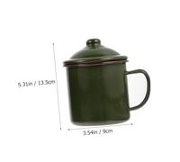 MOLUCKFU 2Pcs Retro Military Green Enamel Cups with Lids High Temperature Resistant Vintage Drinkware for Home Tea Coffee Milk Juice Mugs with Smooth Edges