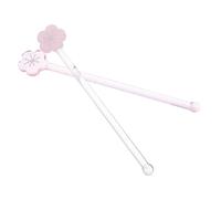 MOLUCKFU 2pcs Reusable Glass Cocktail Stirring Rods Long Pink Star Design for Deep Containers Easy to Clean Glass Stirrers for Milk Tea Coffee Juice Cocktails