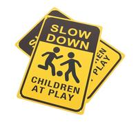 MOLUCKFU 2pcs Slow Down At Play Safety Signs Metal Street Caution Warning for Neighborhood Lawn Garden Traffic Awareness
