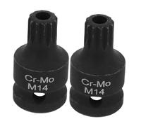 MOLUCKFU 2pcs Triple Square Bit Low Profile Impact Spline Socket Remover Tool for Brake Caliper Screws with Ergonomic Handle Compatible with Multiple Vehicle Models
