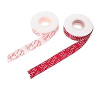 MOLUCKFU 2pcs Valentine S Day Love Printed Satin Ribbon Soft Resilient Poly Mesh Fabric for Wrapping Bouquets Wreaths Party Decorations DIY Crafting Vibrant Red and Pink Heart Patterns