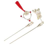 MOLUCKFU 2pcs Vintage Glow Pendant Lantern Hair Sticks with Tassel, Alloy Material, Not Easily Deformed, Elegant Chinese Style Hair Styling Accessories for Weddings and Dancing