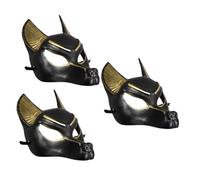 MOLUCKFU 3pcs Egyptian Anubis Mask Realistic Cosplay Dress-up Accessories for Halloween Masquerade Parties Reusable High Detail Costume Props for Themed Celebrations