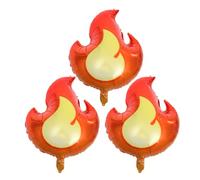 MOLUCKFU 3Pcs Firefighter Party Decorations Flame Shaped Aluminum Foil Balloons for Boys’ Birthday Party Flame Theme Shower Supplies