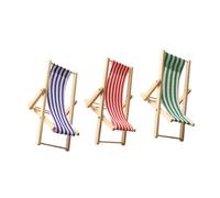 MOLUCKFU 3pcs Miniature Folding Beach Chairs for Dollhouse Stable Wooden Construction Space-saving Deck Loungers in Red Blue Green for Beach Vacation and Outdoor Picnic Dollhouse Scenes