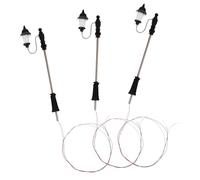 MOLUCKFU 3pcs Miniature Street Lamp Models Material Warm Light for Miniature House Decor Sand Table Decorations for DIY Dollhouse Streets