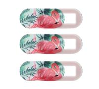 MOLUCKFU 3pcs Webcam Privacy Cover Camera Privacy Sticker Pink Flamingo Pattern Ultra-thin Design Abs Material Open Close with One Tap behind The Laptop
