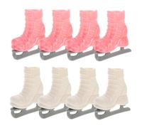 MOLUCKFU 4 pairs Miniature Roller Skates for Dolls White and Pink Doll Shoes with Wheels Realistic Four Wheel Skating Accessories for Pretend Play