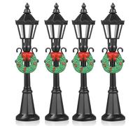 MOLUCKFU 4 Pcs Christmas Miniature Street Lamp Post Models 12cm Small Decorative Lamp Posts for Dollhouse Micro Landscape Village Accessories