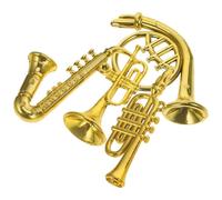 MOLUCKFU 4 Pcs Mini Plastic Musical Instrument Set for Dollhouse, Mini Saxophone Trumpet and Curved Horn Models, Home Ornament Accessories for Dollhouse Décor and Collectible