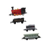 MOLUCKFU 4Pcs Alloy Steam Train Set Pull Back Retro Model Vehicles for Boys Educational Anti-wear Fall Resistant Red