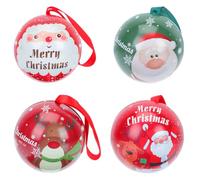 MOLUCKFU 4Pcs Christmas Tinplate Ball Pendants Fillable Xmas Hanging Ornaments Candy Treat Boxes Christmas Decorations for Holiday Storage and Random Style